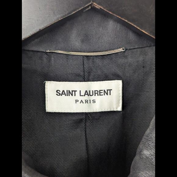 [SOLD] SAINT LAURENT PARIS Sz IT 52 US 42 L Black Leather Bomber Jacket SS2020 - Picture 3 of 14